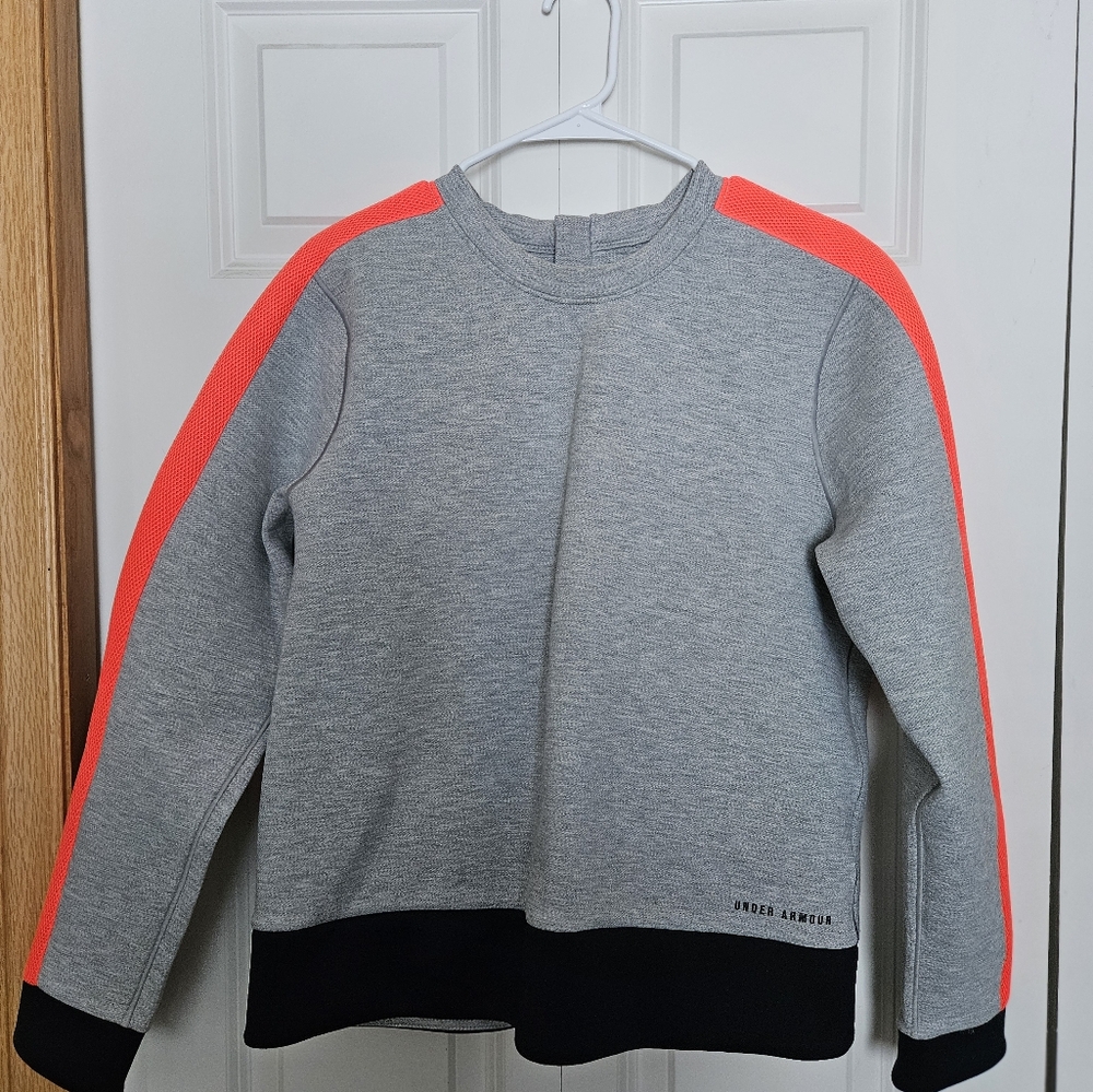 Under Armour Gray and Neon Orange Sweatshirt